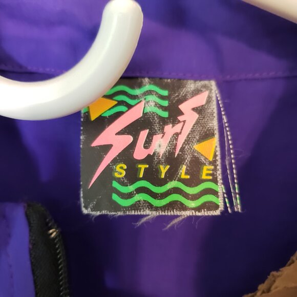 VTG 90s Surf Style Myrtle Beach Purple 1/2 Zip Pullover Windbreaker OSFA Graphic - Picture 7 of 9